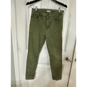 Mother High Waisted Looker Ankle Fray Military Green Jeans Women 28 Prep Grunge